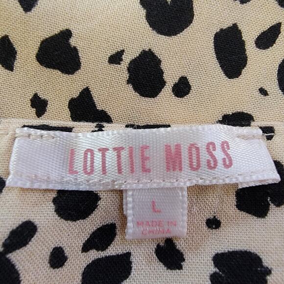Lottie Moss Dalmatian Print Skirt Juniors Sz L Beige Black Dots‎ Mini Ruffle - Picture 6 of 7